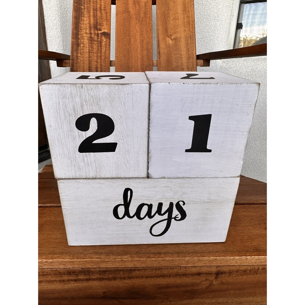 Shabby Chic Wood Milestone Numeral Calendar Blocks Baby Child Photo Prop